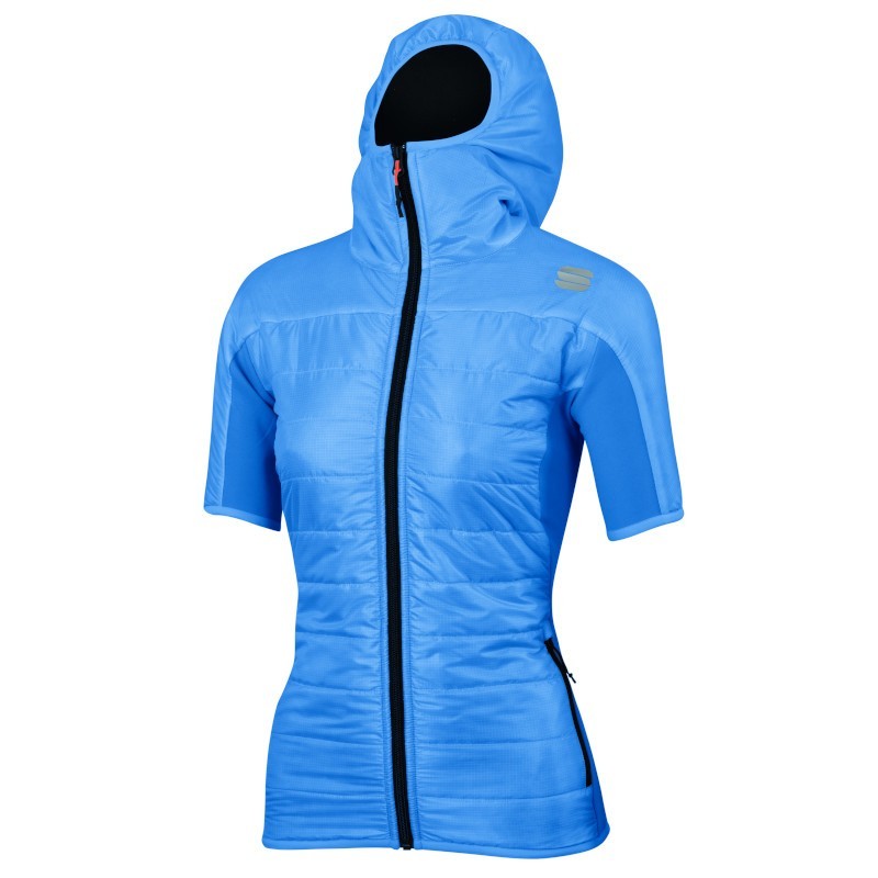 женская куртка с коротким рукавом Sportful Rythmo Evo W Puffy сине-голубая женская куртка с коротким рукавом Sportful Rythmo Evo W Puffy сине-голубая
